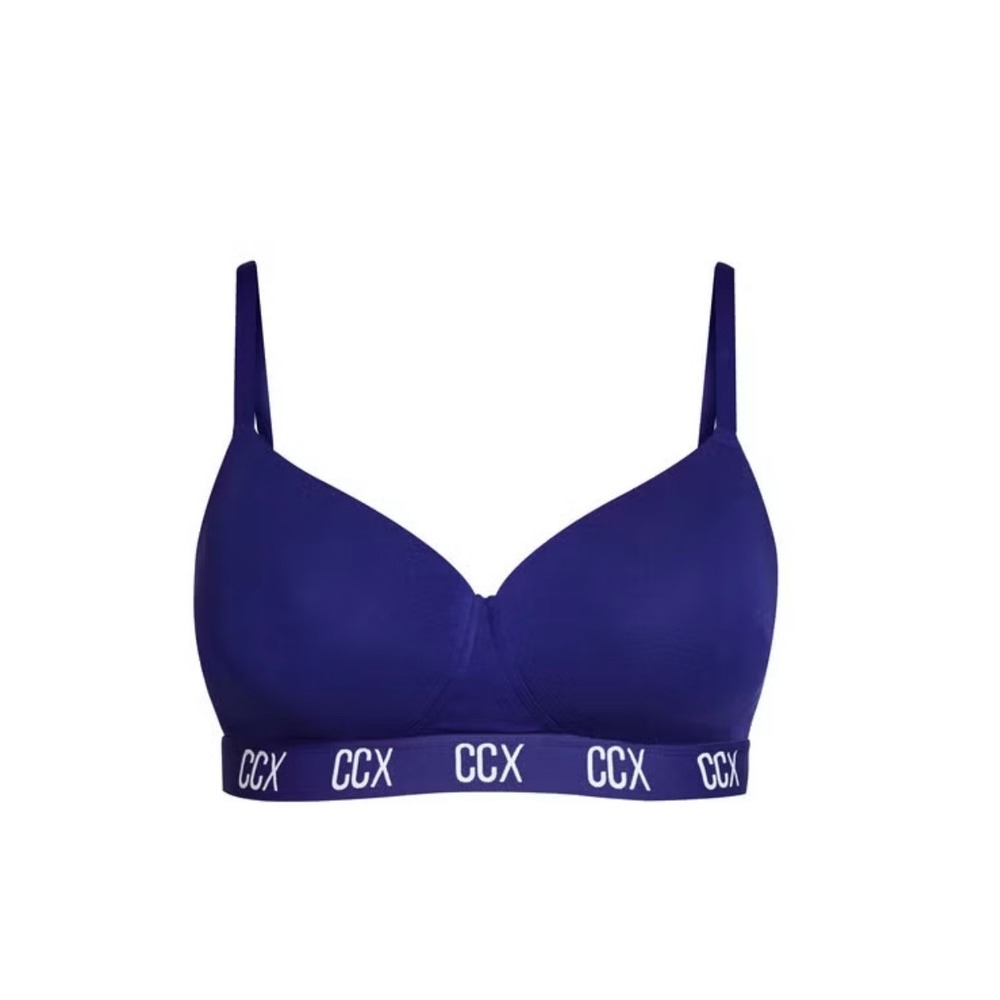 CCX‎ Molded Non-Wire Bra Cobalt Blue Logo Band Womens Size M 00202144